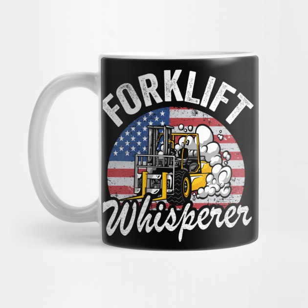 Forklift Whisperer American Flag Retro Forklift Driver by Kuehni